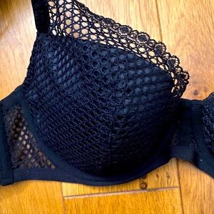 NWT Black VS bra with fishnet overlay